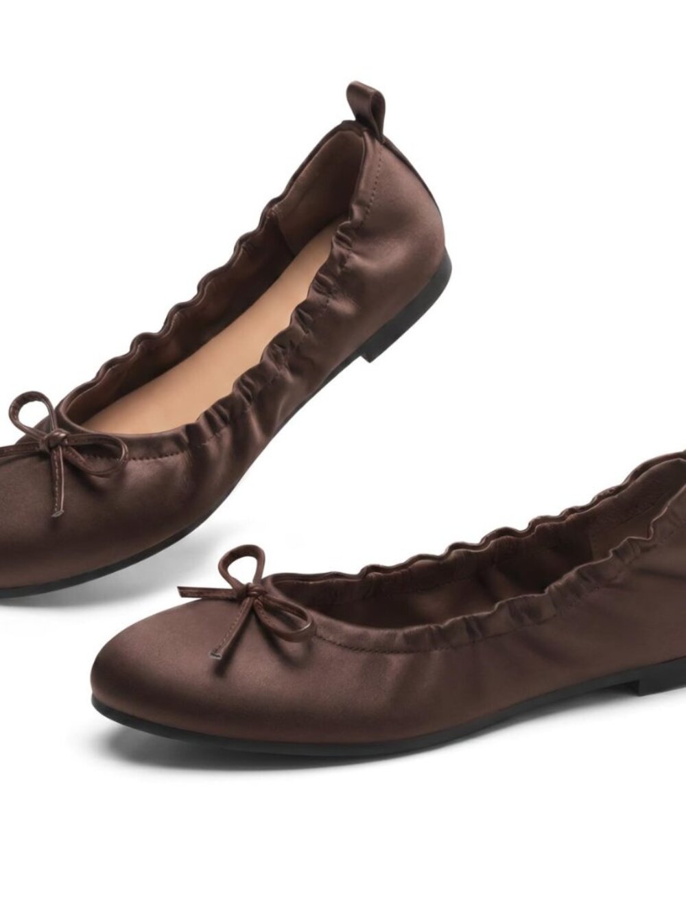 Women's Ballet Flats, Bow Round Toe Slip On Dress Shoes Comfortable Flats for